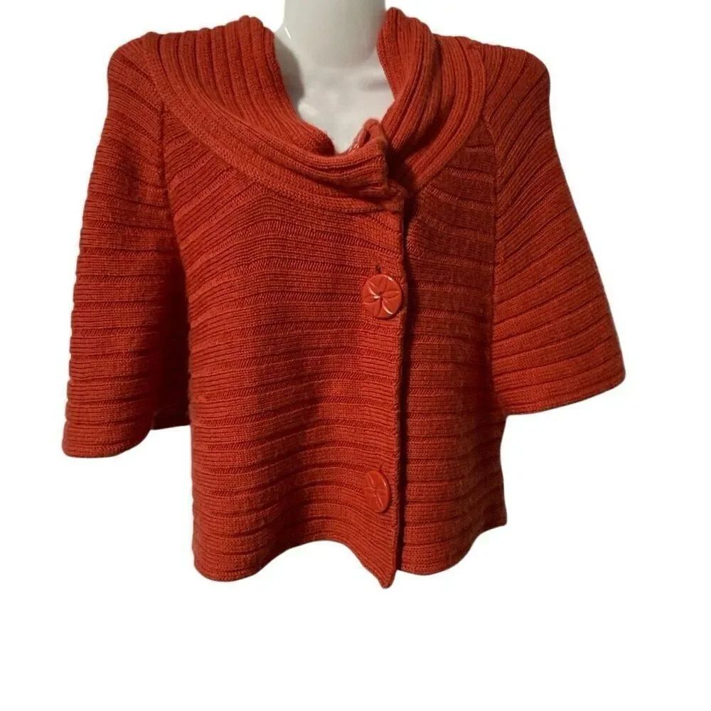 Moth by Anthropologie Rust Wool Knit Cape Sweater - Size M